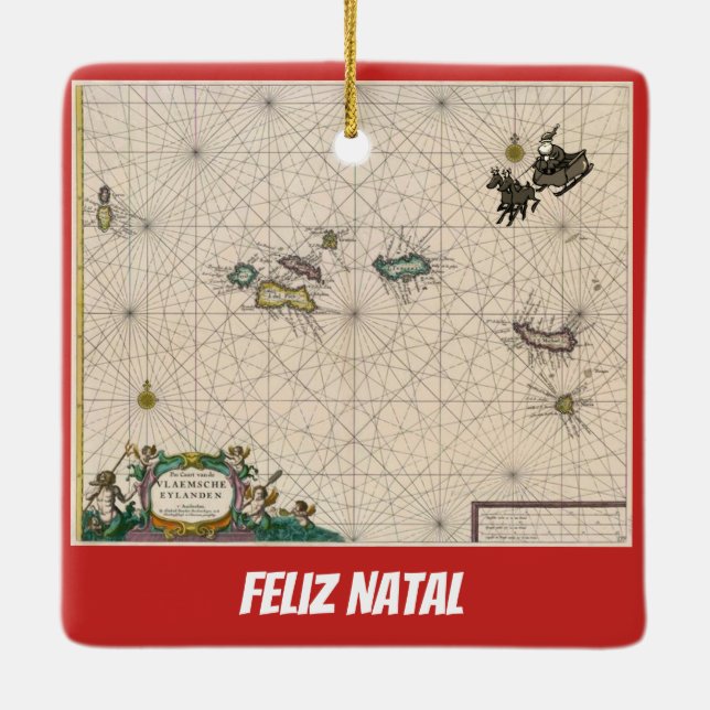 Ornamento navideño de Azores Map (Reverso)