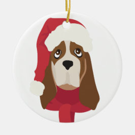 Ornamento navideño de Basset. Nieve