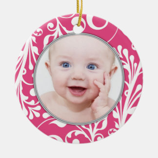 Ornamento navideño de bebé floral rosa