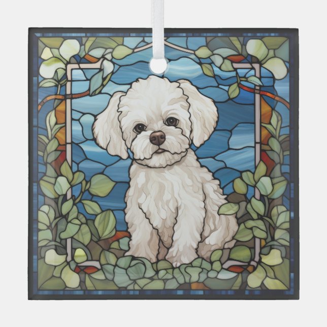 Ornamento navideño de Bichon Frise Dog (Anverso)
