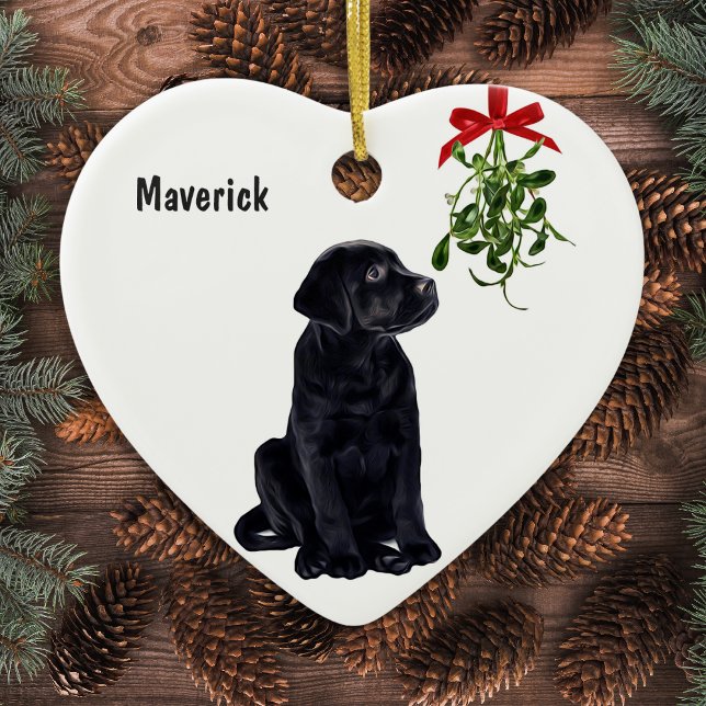 Ornamento navideño de Black Lab Mistletoe (Subido por el creador)