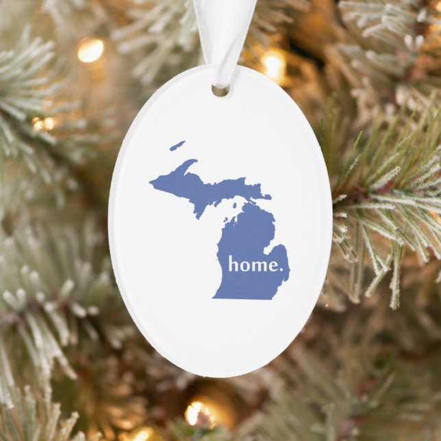 Ornamento navideño de Blue Michigan Home (Árbol)