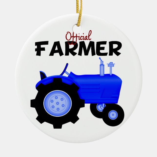 Ornamento navideño de Blue Tractor (Frente)