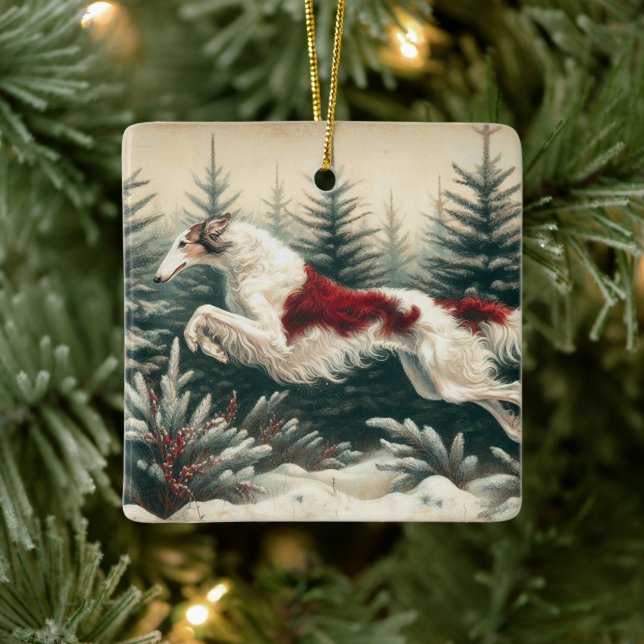 Ornamento navideño de Borzoi (Árbol)