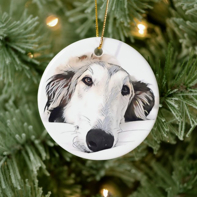 Ornamento navideño de Borzoi (Árbol)