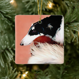 Ornamento navideño de Borzoi