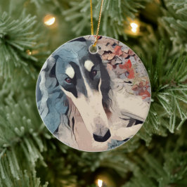 Ornamento navideño de Borzoi
