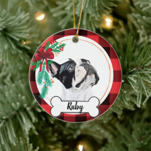 Ornamento navideño de Boston Terrier