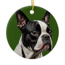 Ornamento navideño de Boston Terrier