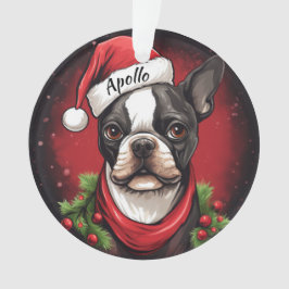 Ornamento navideño de Boston Terrier Personalizado