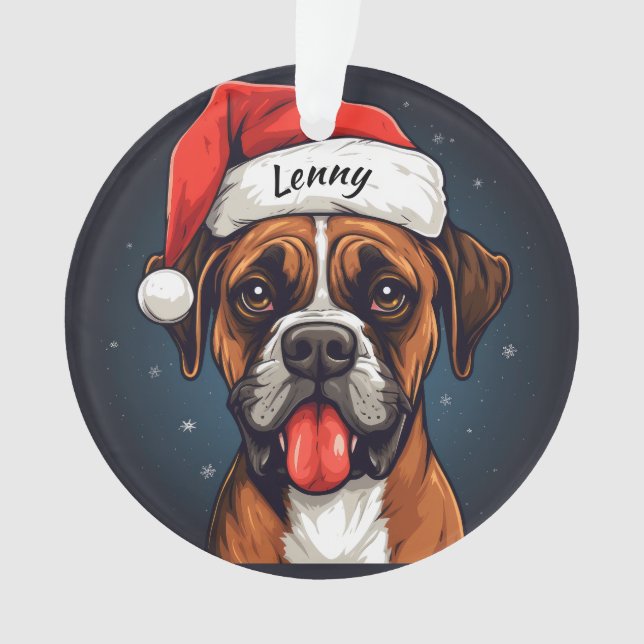 Ornamento navideño de Boxer Personalizado (Anverso)