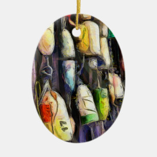 Ornamento navideño de boyas de pesca