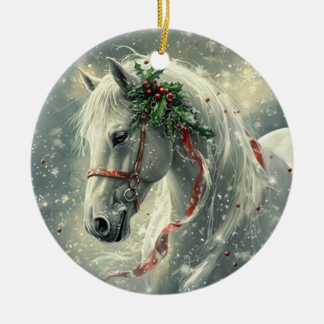 Ornamento navideño de caballo mágico - Cerámica Pe (Frente)