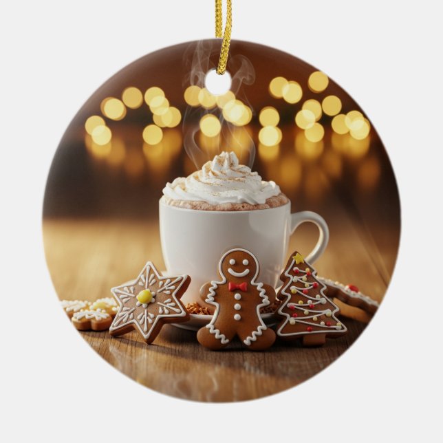 Ornamento navideño de cacao caliente (Frente)