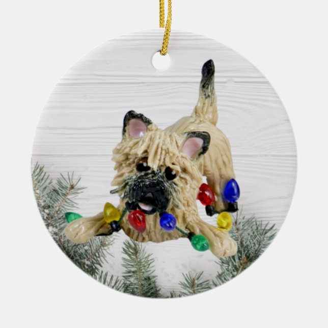 Ornamento navideño de Cairn Terrier (Frente)