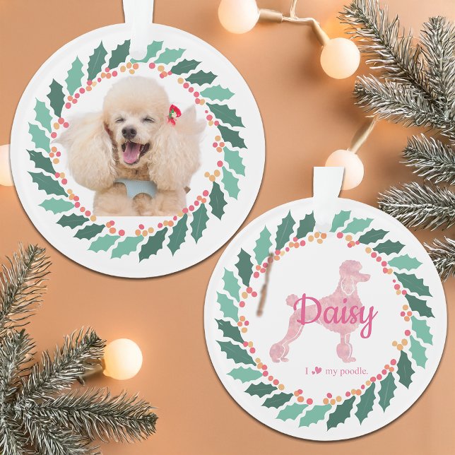 Ornamento navideño de caniche rosado de foto de pe (Subido por el creador)
