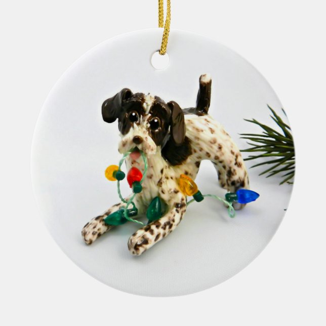Ornamento navideño de caza de puntero con cable al (Frente)