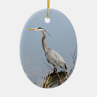 Ornamento navideño de cerámica Blue Heron
