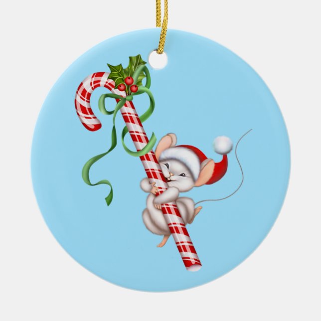 Ornamento navideño de cerámica de Ornament-Santa M (Frente)