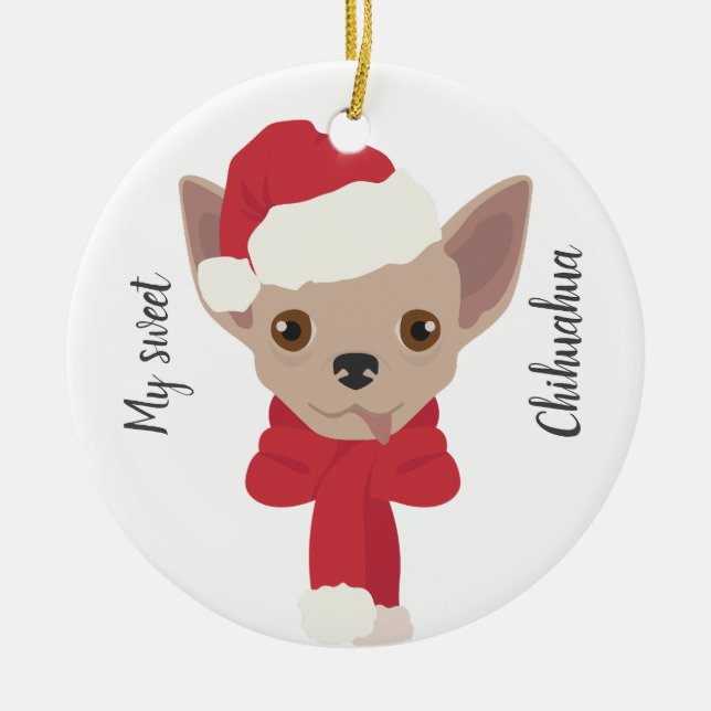 Ornamento navideño de Chihuahua. Nieve (Frente)