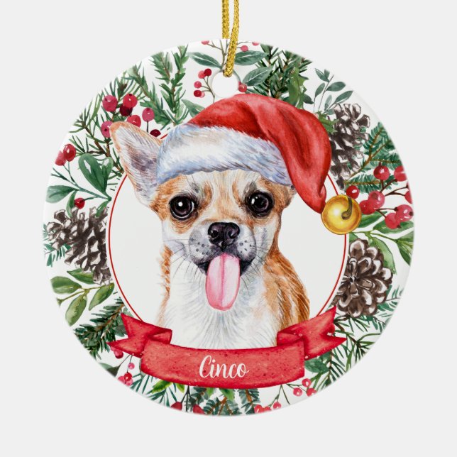 Ornamento navideño de Chihuahua Personalizado Dog  (Frente)