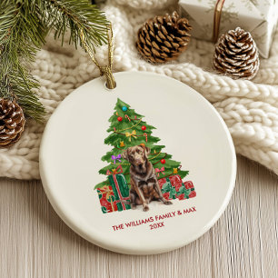 Ornamento navideño de Chocolate Lab