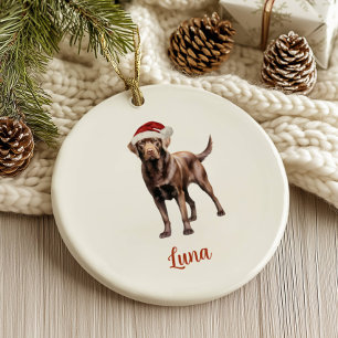 Ornamento navideño de Chocolate Lab