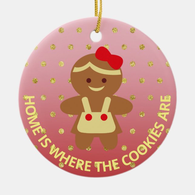 Ornamento navideño de cocinera de pan de jengibre (Frente)