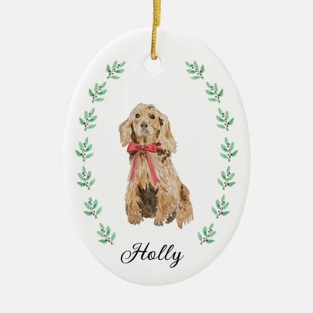 Ornamento navideño de Cocker Spaniel (Frente)