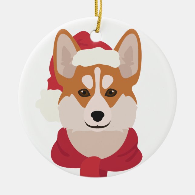Ornamento navideño de Corgi galés (Frente)
