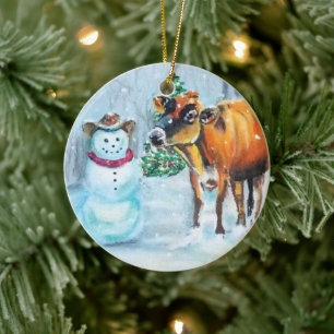 Ornamento navideño de Cowboy Snowman