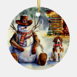 Ornamento navideño de Cowboy Snowman
