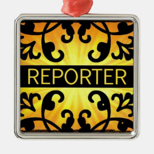 Ornamento navideño de Damask reportero