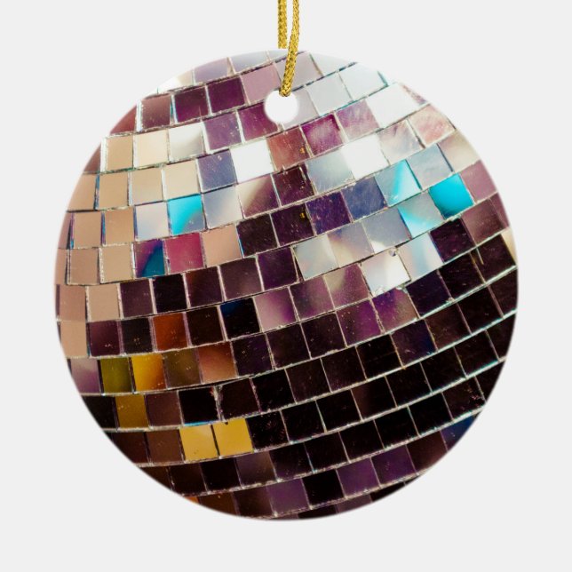 Ornamento navideño de disco espejo de bola (Frente)