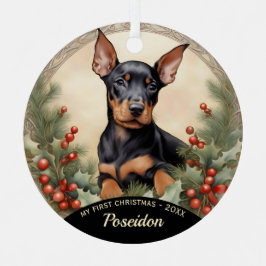 Ornamento navideño de Doberman Pinscher Puppy