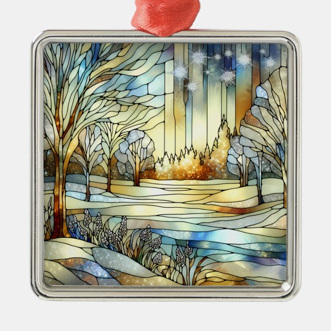 Ornamento navideño de fantasía de invierno (Frente)