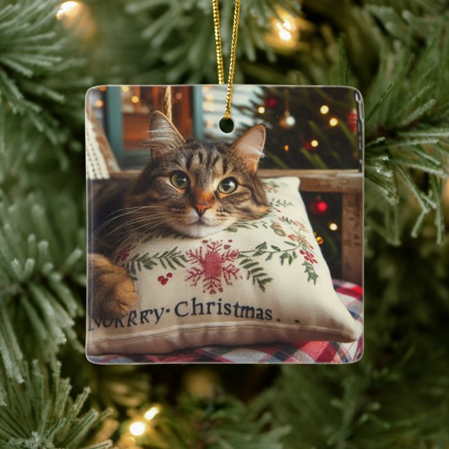 Ornamento navideño de felino lindo (Árbol)