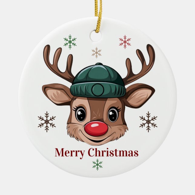 Ornamento navideño de Feliz (Frente)