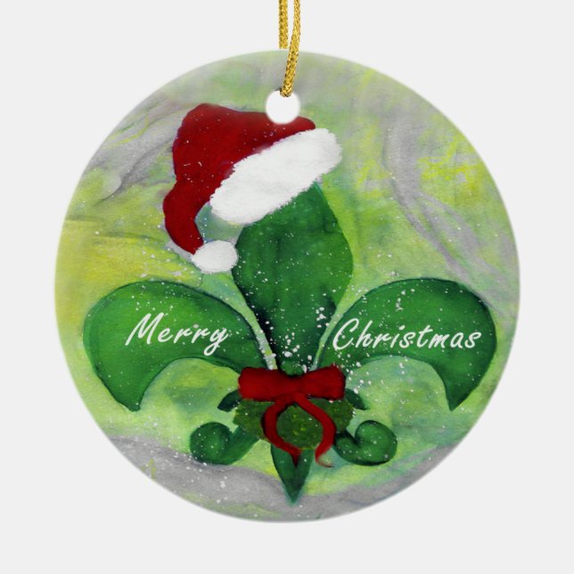 Ornamento navideño de Fleur de lis de mi arte. (Frente)