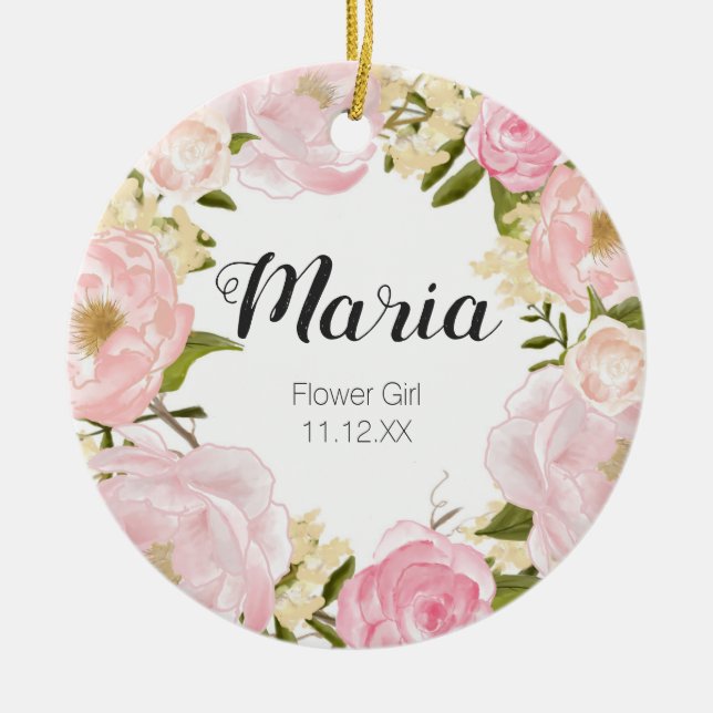 Ornamento navideño de Flor Floral (Frente)