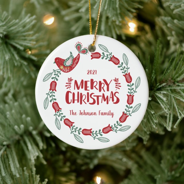 Ornamento navideño de flores y flores familiares (Árbol)