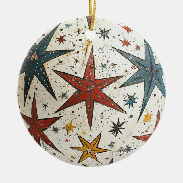 Ornamento navideño de Folksy Stars (Frente)