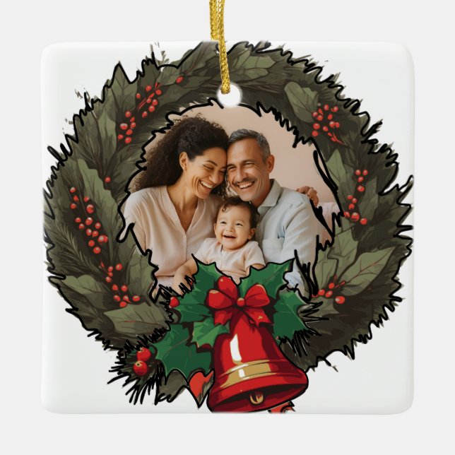 Ornamento navideño de foto de familia personalizad (Anverso)