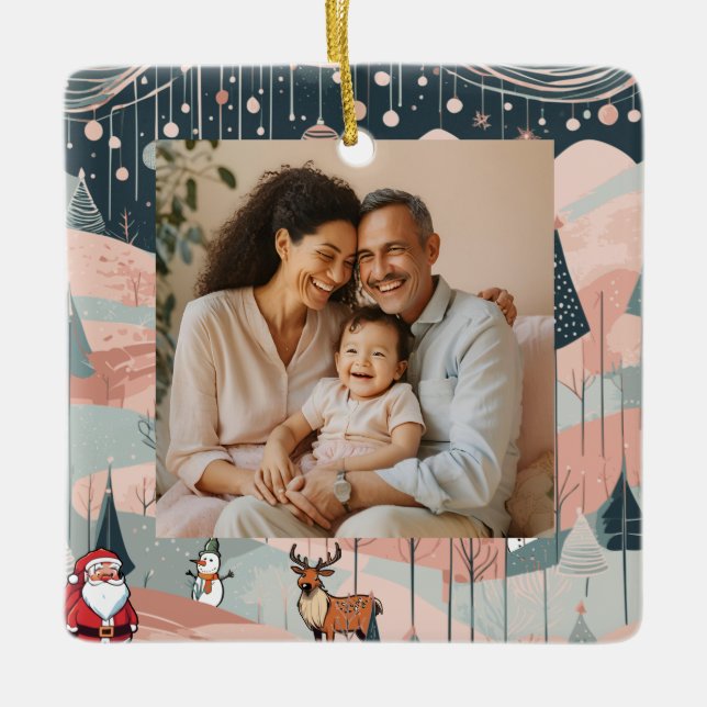 Ornamento navideño de foto de familia personalizad (Anverso)