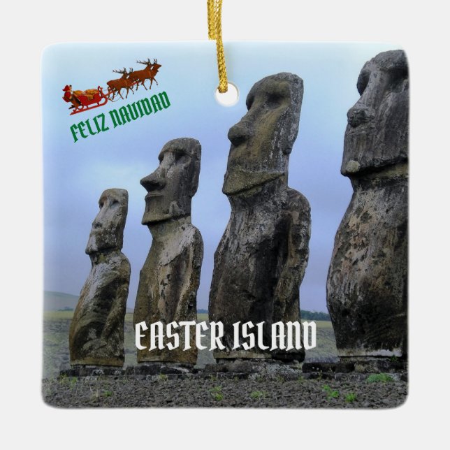 Ornamento navideño de foto de Isla de Pascua (Anverso)