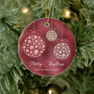 Ornamento navideño de foto de Purpurina rojo