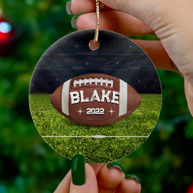 Ornamento navideño de fútbol para hombres y niños (american football field round Christmas ornament)