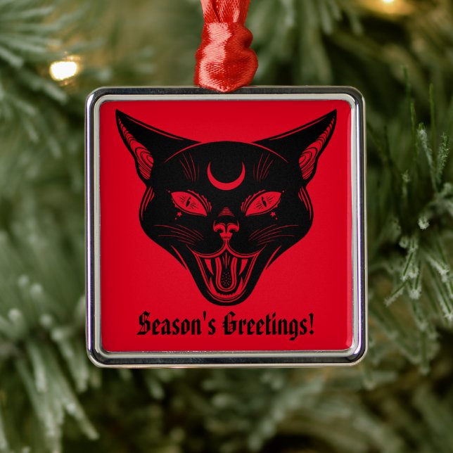 Ornamento navideño de Gato Negro espeluznante (Árbol)