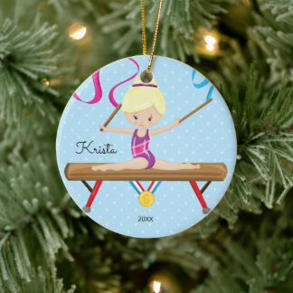 Ornamento navideño de gimnasia de gimnasia rubia