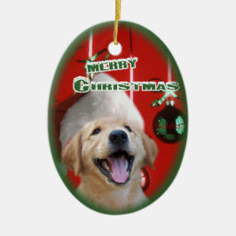 Ornamento navideño de Golden Retriever